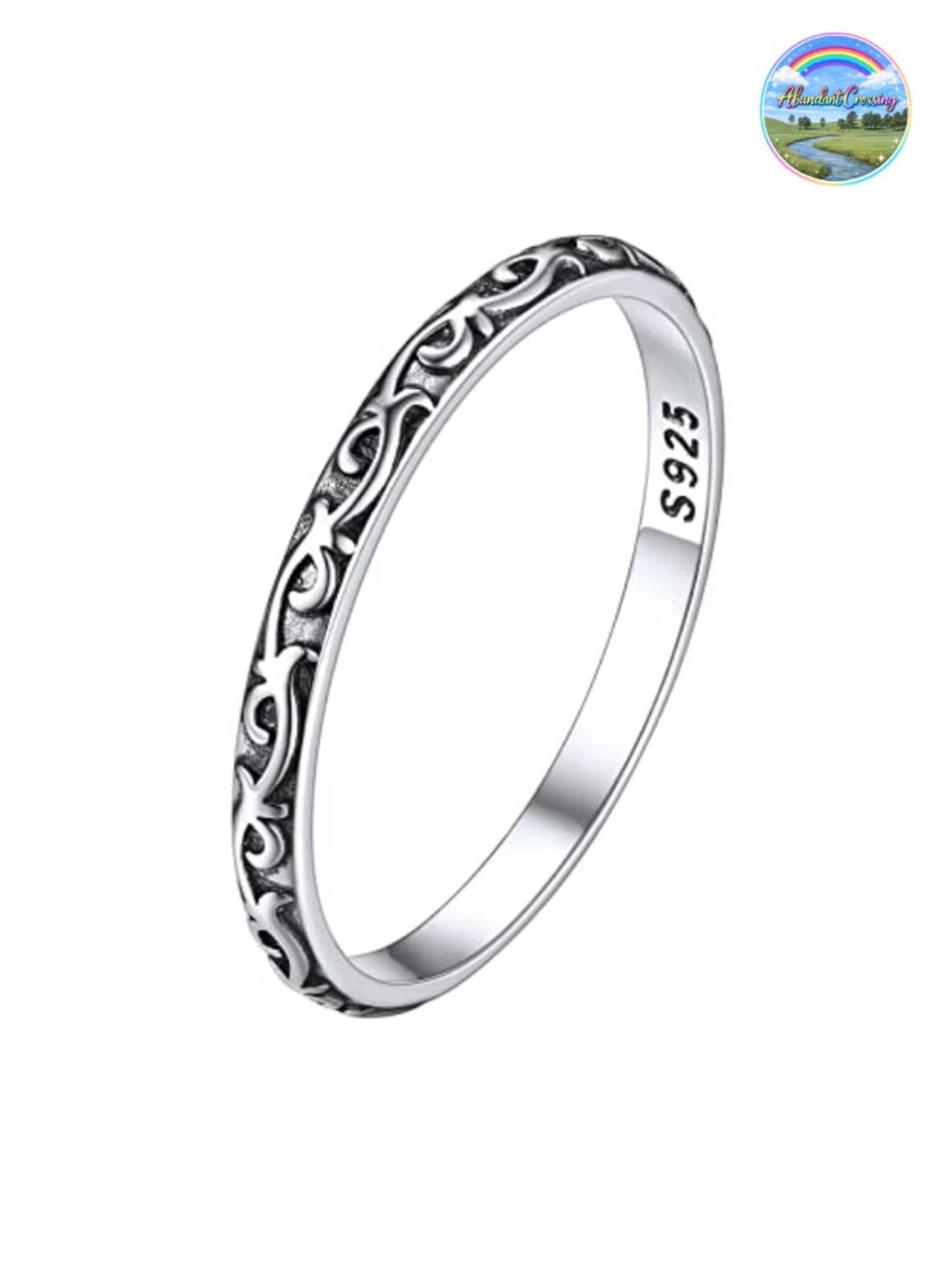 Sterling Silver Evil Eye Vine Stacking Ring Eternity Wedding Band Women